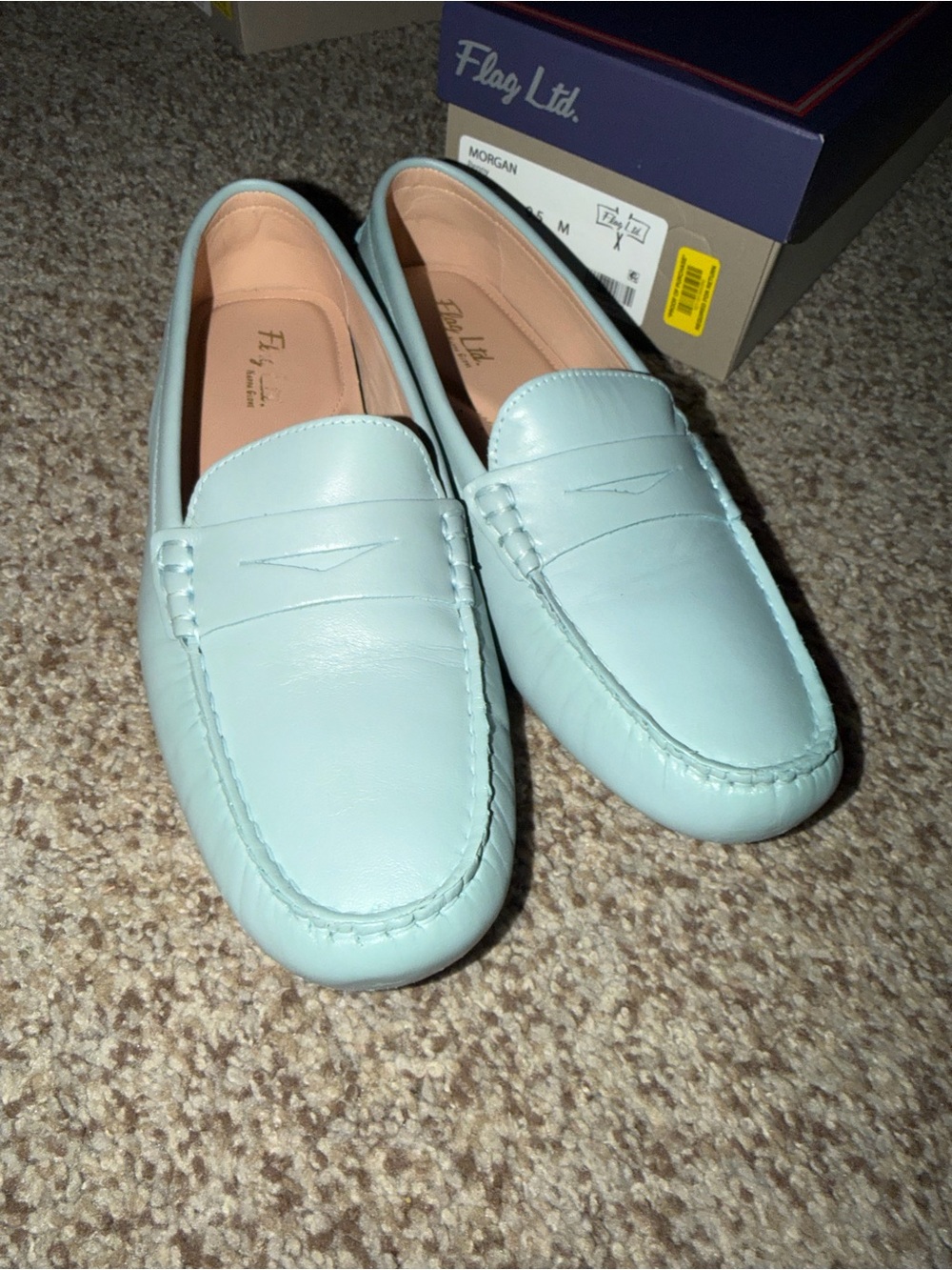 Flag Ltd. Women's Morgan Tidal Blue Leather Penny Loafers 9.5